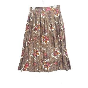 Womens Pleated Flowy Maxi Skirt Sz 12 Paisley Floral Lee David Ltd Collection
